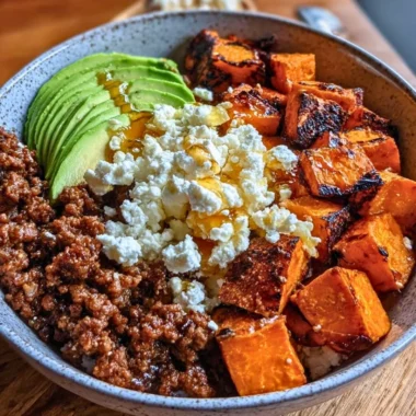 45g Protein Hot Honey Beef Bowl with sweet and spicy flavors