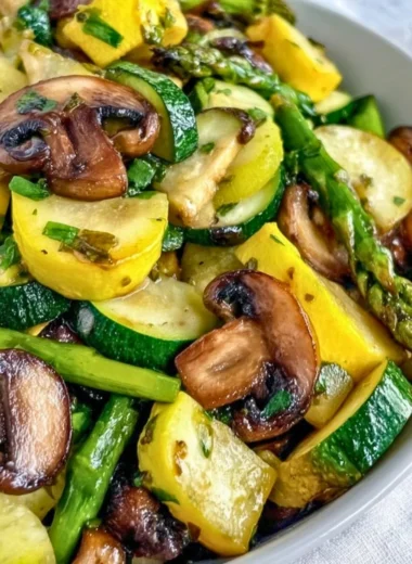 Plate of asparagus with zucchini and squash arranged beautifully for a healthy meal