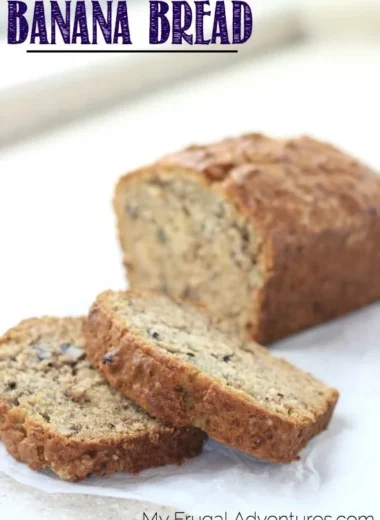 Homemade copycat Starbucks banana bread slice on a plate