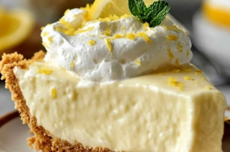 Delicious no-bake lemon icebox pie on a serving plate