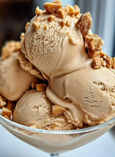 Delicious Peanut Butter Greek Frozen Yogurt served in a bowl with toppings