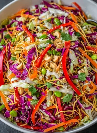 Delicious Asian Chopped Salad with fresh vegetables and dressing