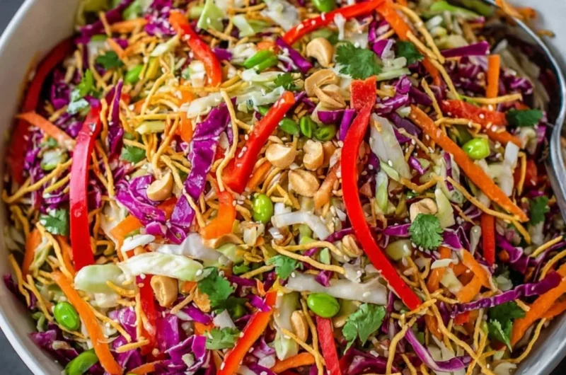 Delicious Asian Chopped Salad with fresh vegetables and dressing
