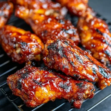 Oven-baked BBQ chicken wings on a platter with a side of dipping sauce