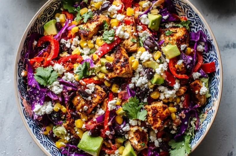 Chipotle Chicken Salad with fresh ingredients and dressing