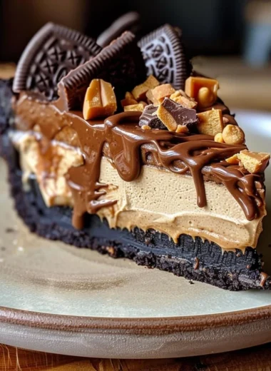 Delicious Chocolate Peanut Butter Pie with a creamy topping and rich chocolate flavor