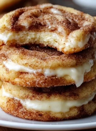 Platter of delicious cinnamon roll cheesecake cookies topped with frosting.