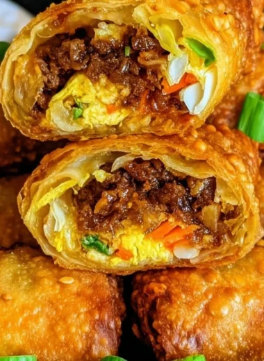Crispy golden brown egg rolls served on a plate
