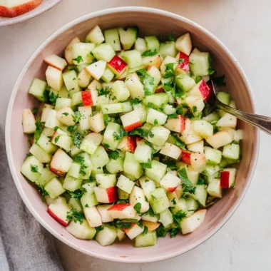 Fresh Cucumber Apple Salad with sliced cucumbers and crunchy apples