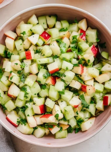 Fresh Cucumber Apple Salad with sliced cucumbers and crunchy apples
