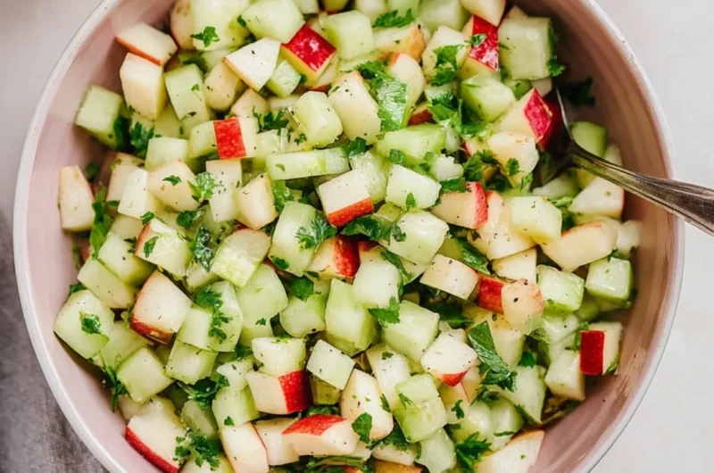 Fresh Cucumber Apple Salad with sliced cucumbers and crunchy apples
