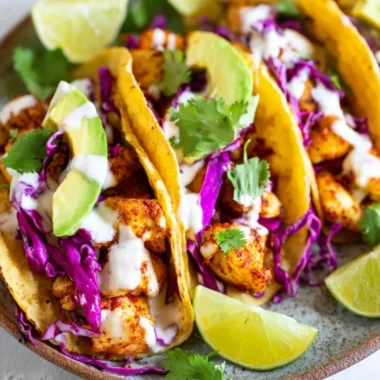 Delicious homemade fish tacos with fresh toppings and vibrant colors