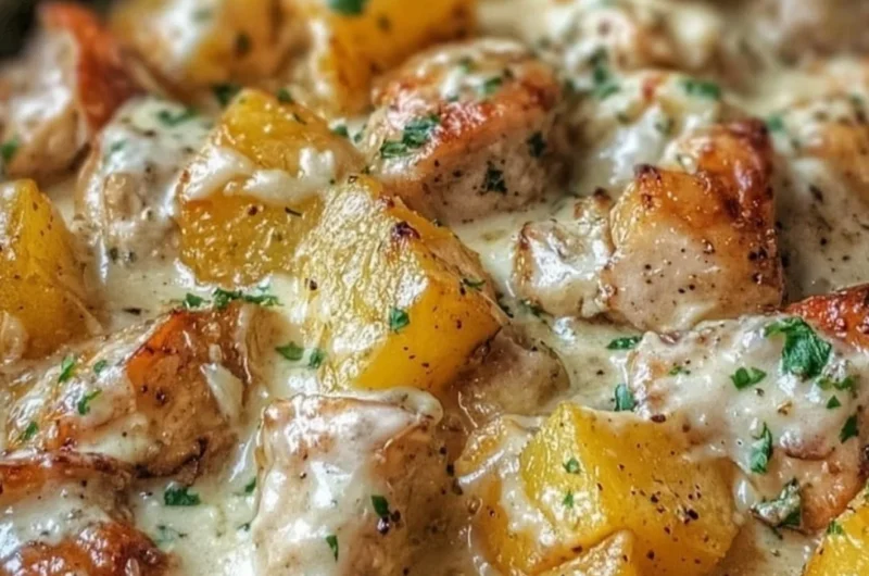 Delicious Garlic Parmesan Chicken with Potatoes cooked in a crockpot