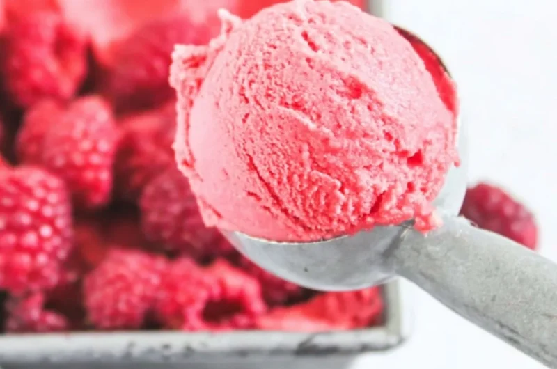 Delicious homemade frozen yogurt topped with fresh fruits