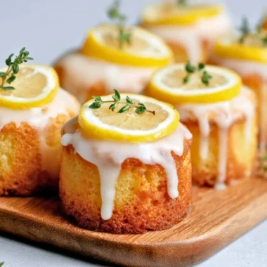 Delicious mini lemon drizzle cakes with a glossy lemon glaze on top.