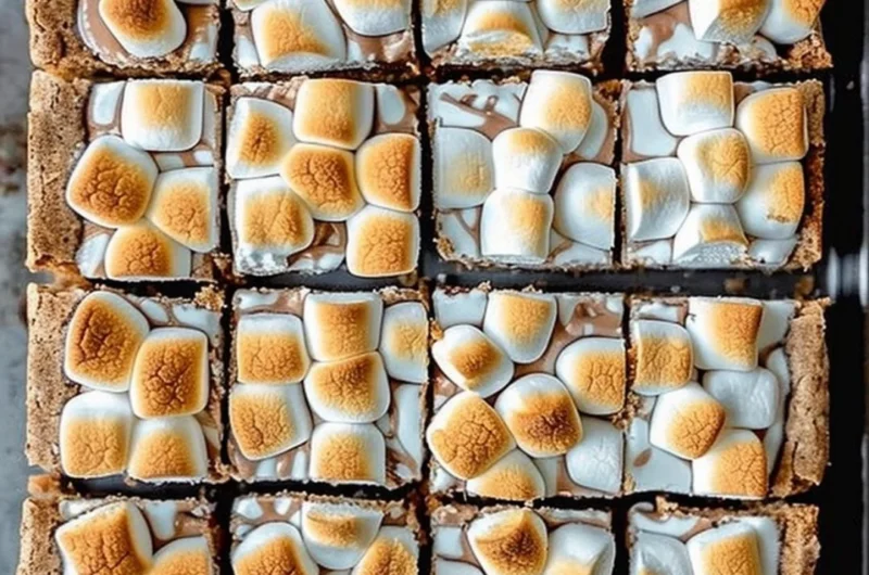Homemade S'more Bars with graham crackers, chocolate, and marshmallows.