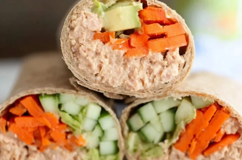 Healthy spicy tuna wraps made with fresh ingredients and flavorful spices