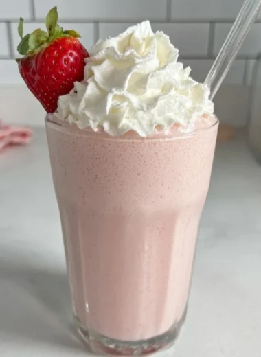 Delicious and nutritious Strawberry Protein Shake in a glass