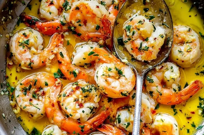 Delicious shrimp scampi with garlic, butter, and parsley served over pasta