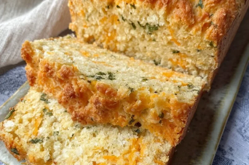 Freshly baked Cheddar Bay Biscuit Bread served on a wooden board