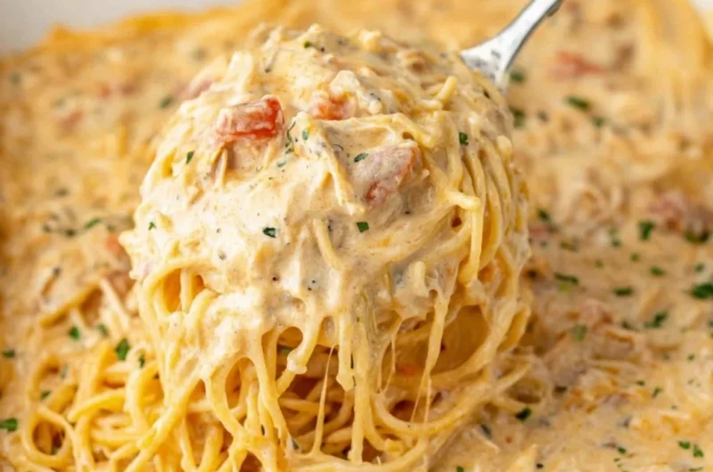 Delicious cheesy casserole bubbling in a baking dish, ready to serve.