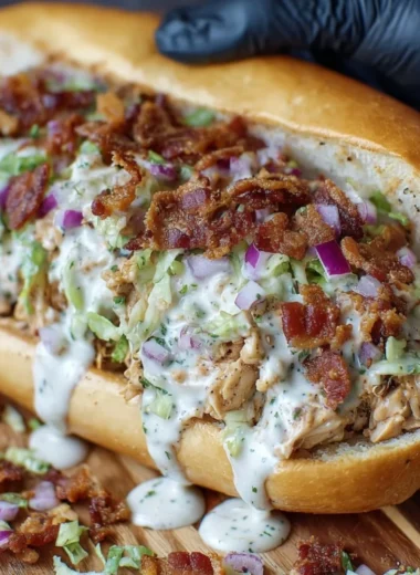 Chopped Chicken Bacon Ranch Sandwich with fresh ingredients and savory dressing