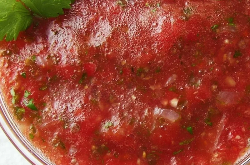 Bowl of easy homemade salsa made with fresh tomatoes and ingredients