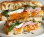 Goat’s Cheese and Ham Focaccia Sandwich with Apricot Jam