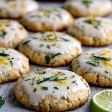 Freshly baked Mojito Sugar Cookies with mint and lime decorations