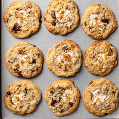 Delicious homemade Smores Cookies with chocolate and marshmallows