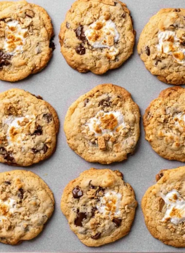 Delicious homemade Smores Cookies with chocolate and marshmallows