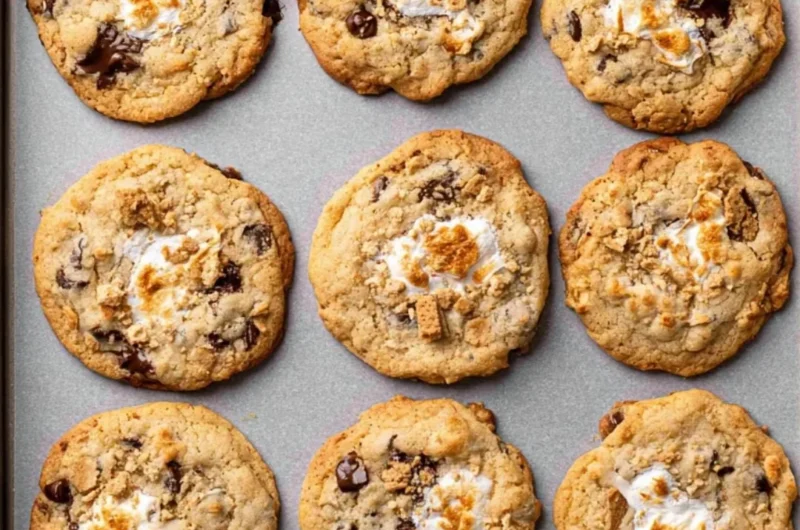 Delicious homemade Smores Cookies with chocolate and marshmallows