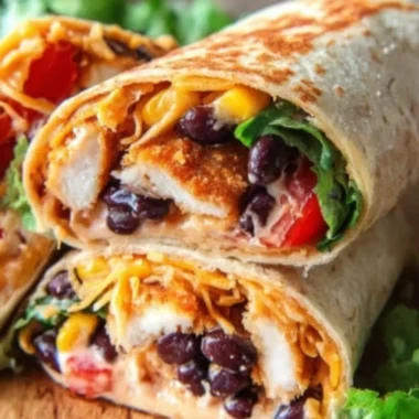 Delicious Southwest chicken wraps with fresh vegetables and spices