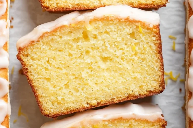 Delicious Starbucks Copycat Lemon Loaf with a moist texture and lemon glaze