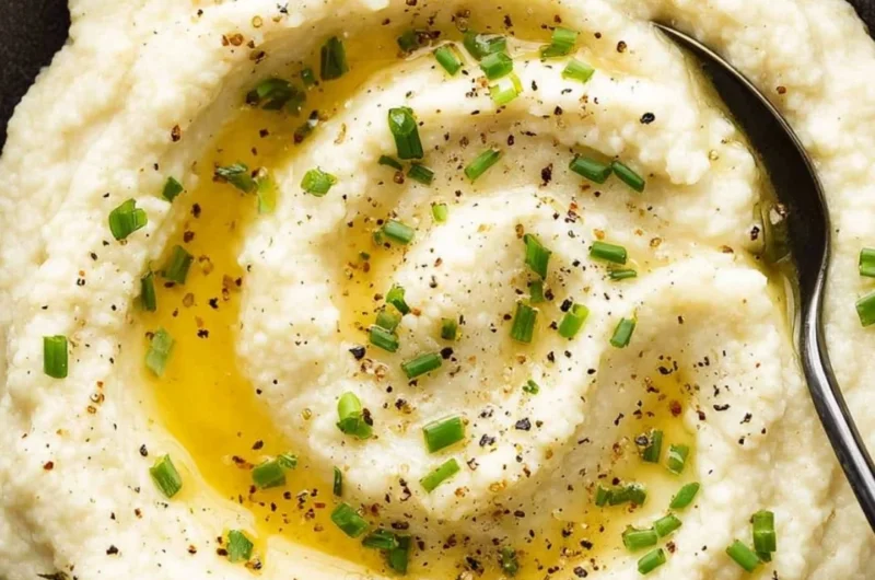 Creamy mashed cauliflower served in a bowl, a healthy alternative to mashed potatoes.