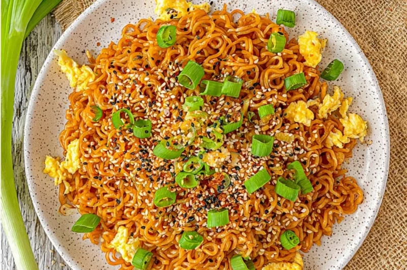Delicious Tik Tok Ramen recipe with colorful ingredients and noodles in a bowl