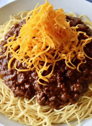 A bowl of cozy Cincinnati chili served for an easy weeknight dinner
