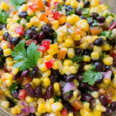 Cozy Corn and Black Bean Salad with fresh ingredients