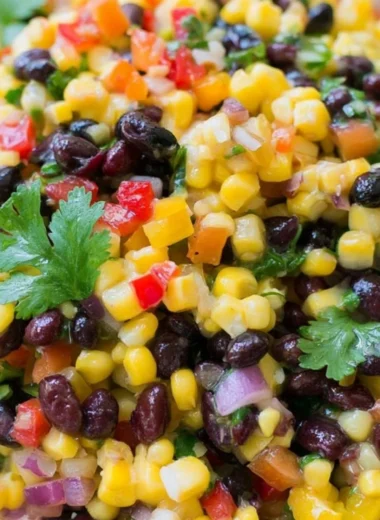 Cozy Corn and Black Bean Salad with fresh ingredients