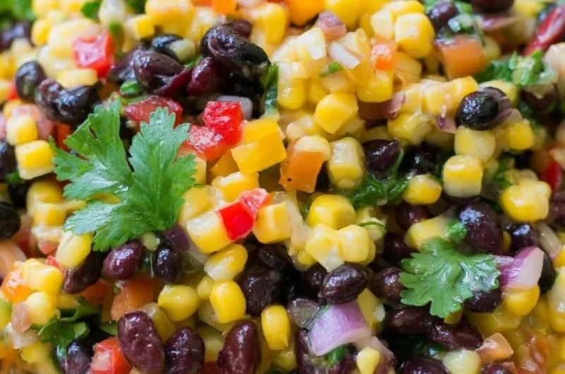 Cozy Corn and Black Bean Salad with fresh ingredients