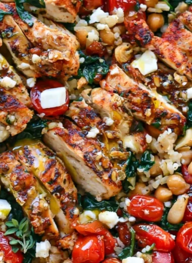 Delicious Greek chicken served with lemon rice, ideal for a cozy dinner.