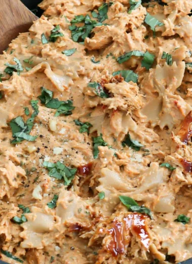 Delicious Marry Me Chicken Pasta garnished with herbs and served in a bowl