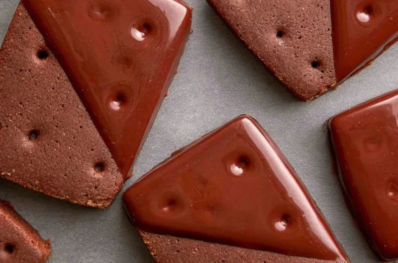 Delicious homemade chocolate shortbread ready to be served.