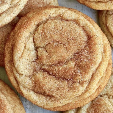 Chewy brown butter snickerdoodle cookies rolled in cinnamon and sugar