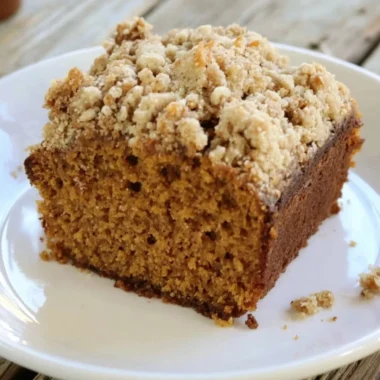 Delicious Gingerbread Coffee Cake topped with crumble for a festive treat