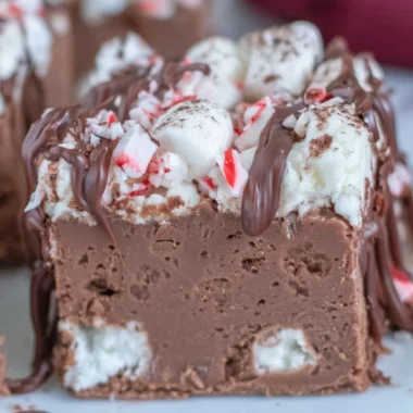 Delicious hot chocolate peppermint fudge for Christmas and winter holidays