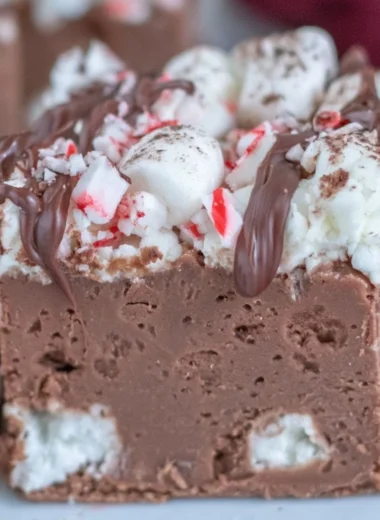 Delicious hot chocolate peppermint fudge for Christmas and winter holidays