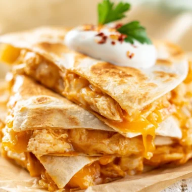 Taco Bell Chicken Quesadilla with melted cheese and chicken filling
